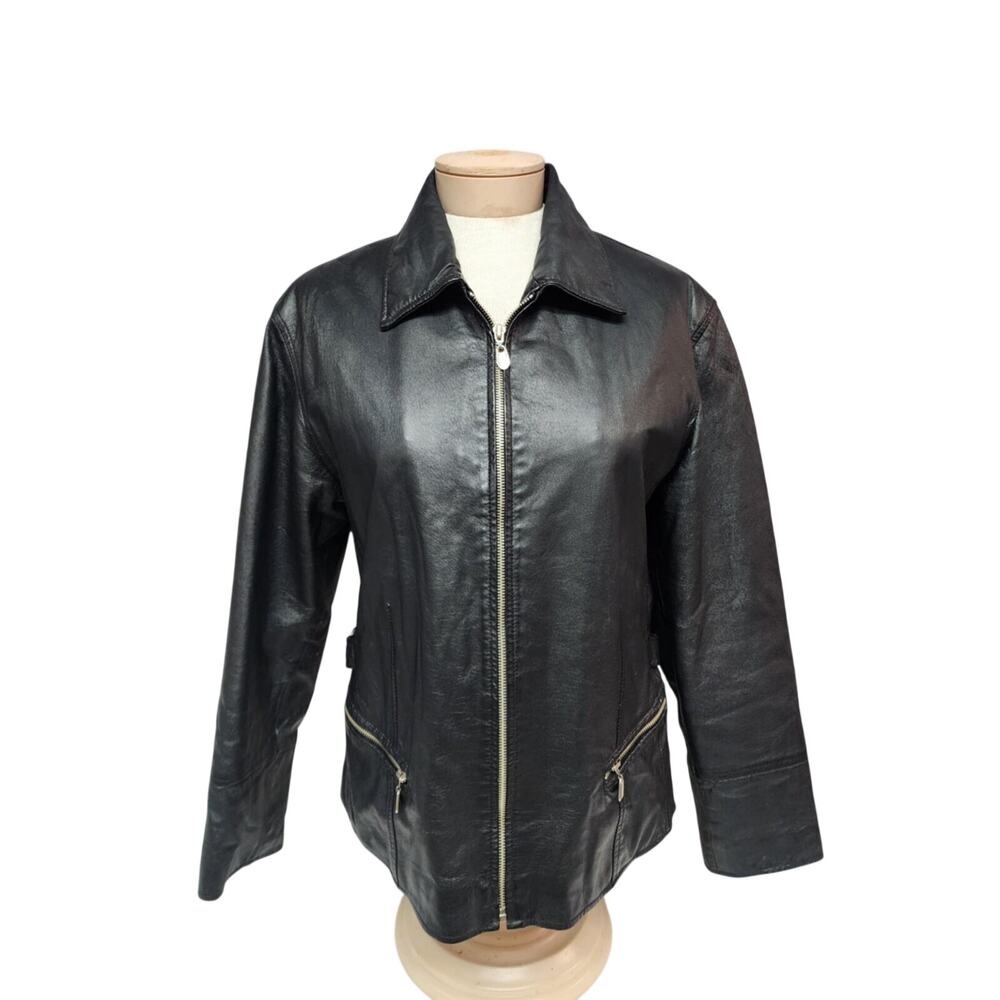 Vintage Black Leather Women's Medium Bomber Jacket | Winlit